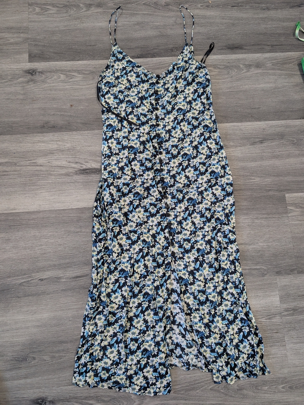Motel Rocks Navy, Cream and Blue Floral Maxi Slip Dress